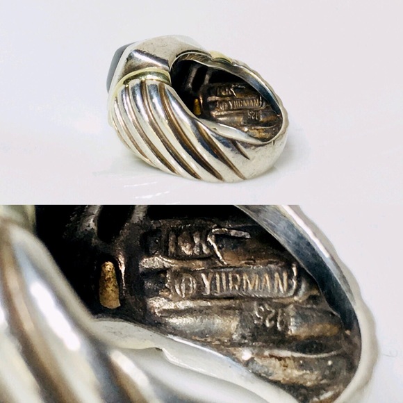 David Yurman Sterling & 14k Gold Hematite Ring - Picture 4 of 7